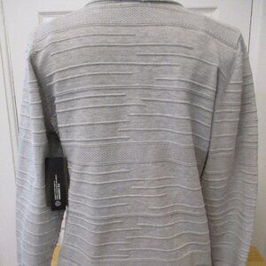 Frye Open Front Cardigan Dove Gray Sweater Textured Size L NWT